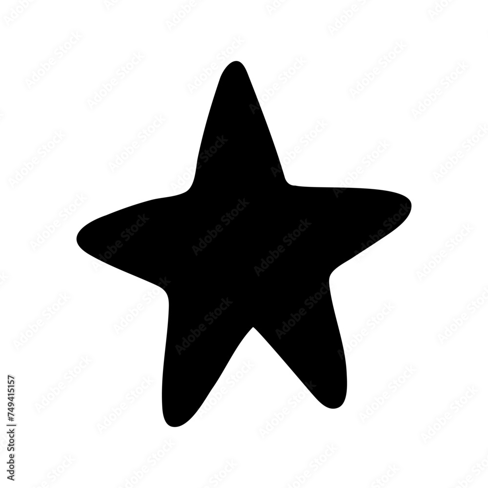 Vector single star silhouette. Hand drawn doodle illustrations Vector single star silhouette. Hand drawn doodle illustrations