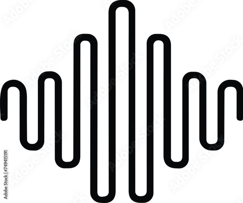 Music equalizer. Sound wave icon. Analog and digital audio signal and graph.  Interference voice recording. High frequency radio wave. Vector illustration.