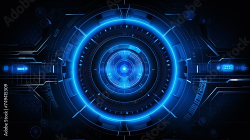 Cybernetic portal, radiating with concentric circles of light symbolic of technological innovation and digital gateways