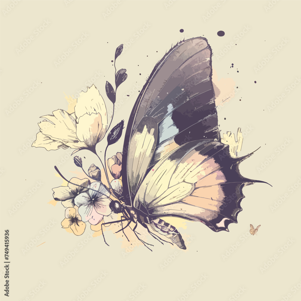 Flying butterfly vector