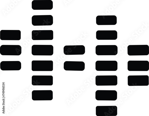 Analog and digital audio signal and graph. Sound wave icon. Music equalizer. Interference voice recording. High frequency radio wave. Vector illustration.