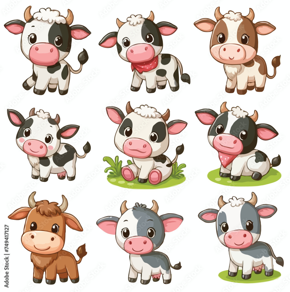 cute cow vector on whait background. cute cow vector on whait background.