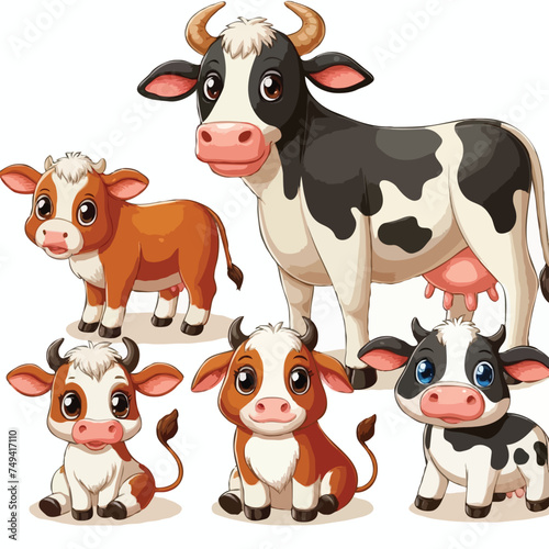 cute cow vector on whait background.