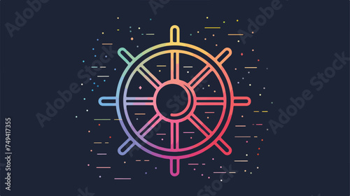 steering colour line vector icon