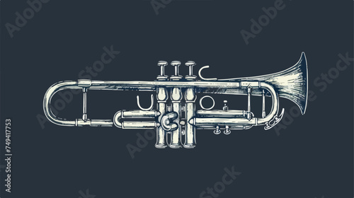 Trumpet vector sketch icon isolated on background. photo