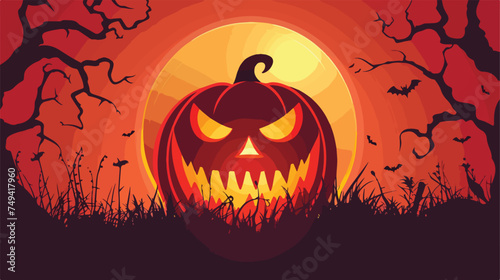 Vector Cartoony Jack OLantern Halloween Pumpkin Silhou photo
