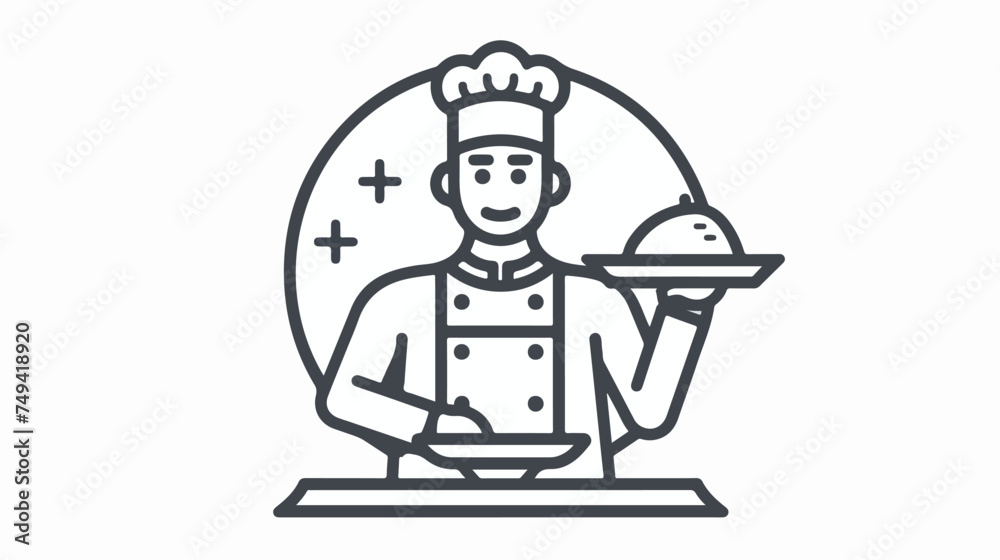 waiter vector icon modern design outline style black