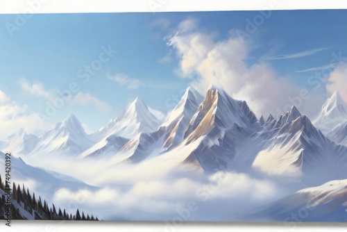 winter landscape with mountains