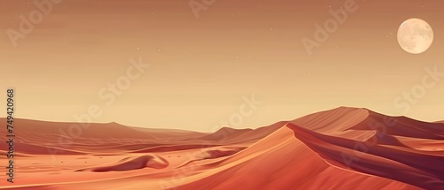 Landscape Vast desert. copy space. for Ramadan banner. presentation.