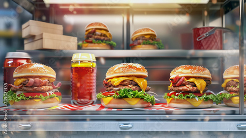 burgher buns and junk foods in showcase 