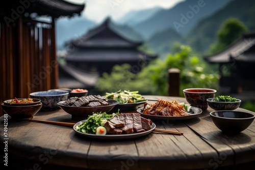 Variety authentic chinese traditional meal