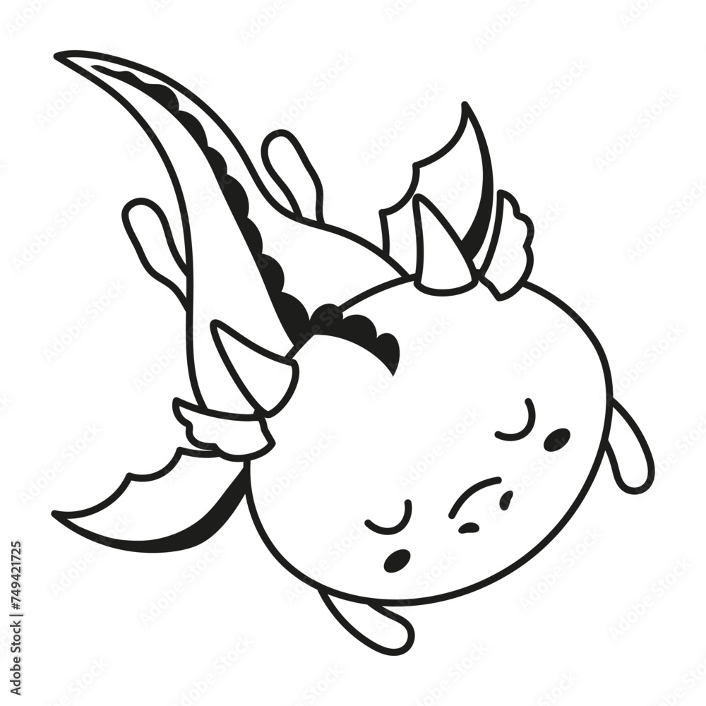 black and white dragon character flying, cartoon flat vector illustration, print for kids black and white dragon character flying, cartoon flat vector illustration, print for kids