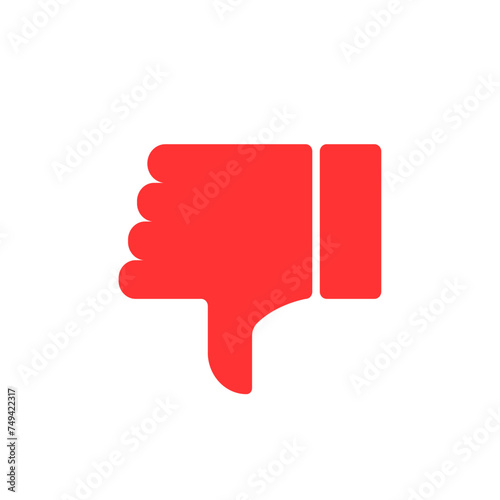 Red thumb down vector symbol, dislike icon