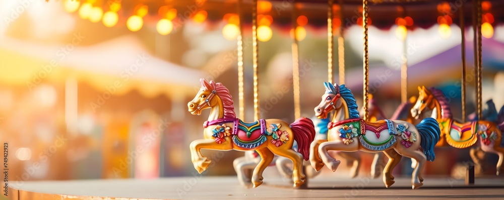 Colorful carousel at a fun fair with rides for young kids. Concept .Fun Fair, Young Kids Rides, Colorful Carousel, Outdoor Activities, Family Fun