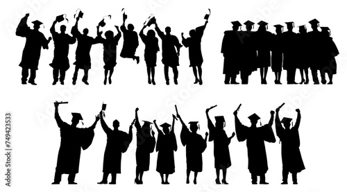 silhouettes of educated graduated people