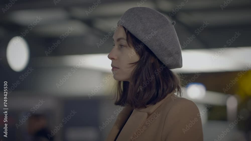 Young Stylish Woman Daydreaming Thinking about Future Life in the City Young Stylish Woman Daydreaming Thinking about Future Life in the City