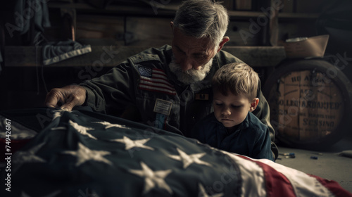 Intergenerational Bond and Patriotism: A Veteran Shares Stories with Young Grandson