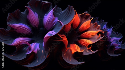 Freeform ferrofluids background in neon colors. Beautiful chaos of swirling frequency  photo