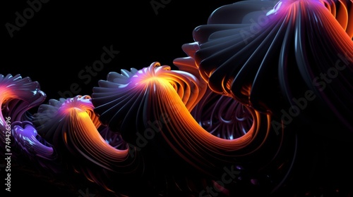 Freeform ferrofluids background in neon colors. Beautiful chaos of swirling frequency 