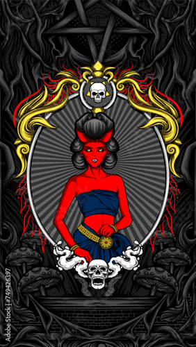 gracefulness evil lady illustration for you printing project