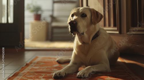 Calm Labrador Retriever Resting Peacefully in a Sunlit Room