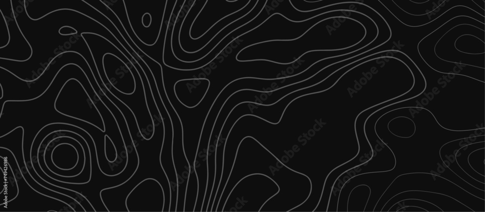 Abstract outline topographic contour map background. Dark texture background for your perfect interior. Old paper texture design .geographical map Imitation.	