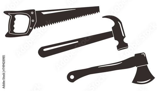 set of carpentry tools. wood work equipment. vector illustration