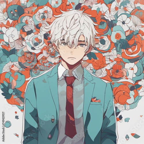 Person in a Jacket: Exploring Style, Function, and Identity, Flowers background