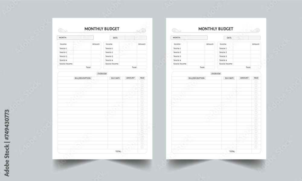 MONTHLY BUDGET PLANNER DESIGN LAYOUT MONTHLY BUDGET PLANNER DESIGN LAYOUT
