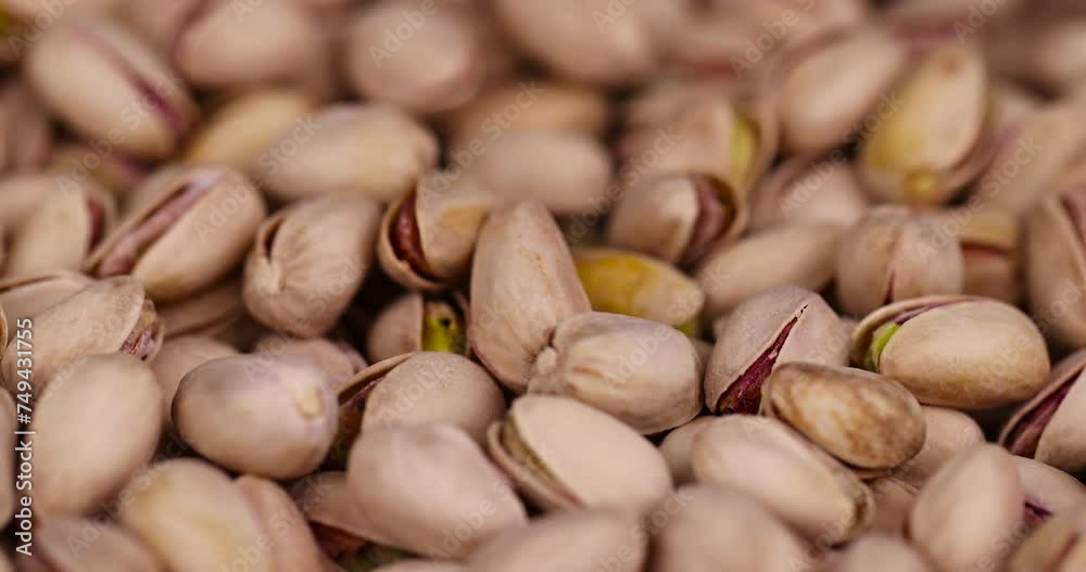 Salted fried pistachios on the table, pistachio nuts close-up Salted fried pistachios on the table, pistachio nuts close-up
