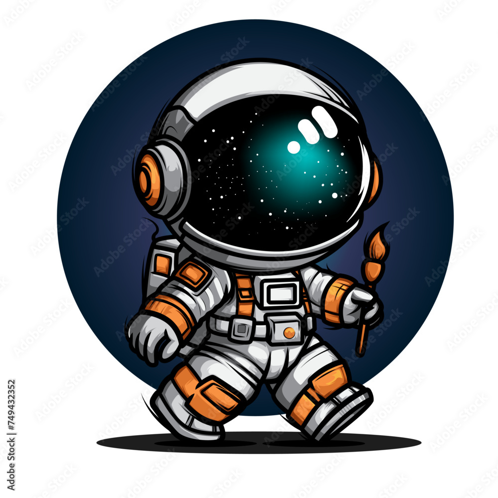 Fototapeta premium cute astronaut cartoon street art vector