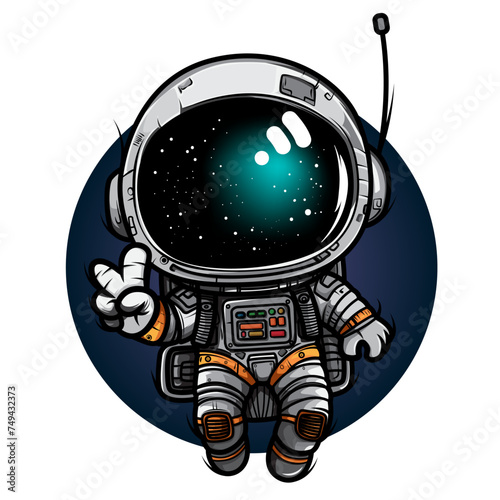 cute astronaut cartoon street art vector