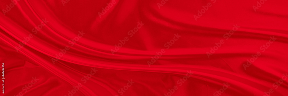 Obraz premium Black gray satin dark fabric texture luxurious shiny that is abstract silk cloth panorama background with patterns soft waves blur beautiful.