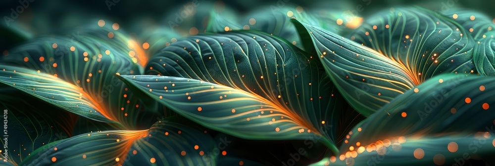 custom made wallpaper toronto digitalTropical Leaves Abstract Green Texture, with lights, light black and yellow, Background HD, Illustrations