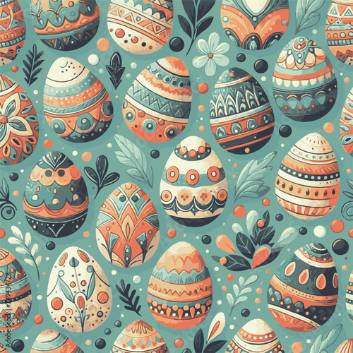 ute hand drawn easter bunnies seamless pattern, easter doodle background, great for textiles, banners, wallpapers, wrapping - vector design