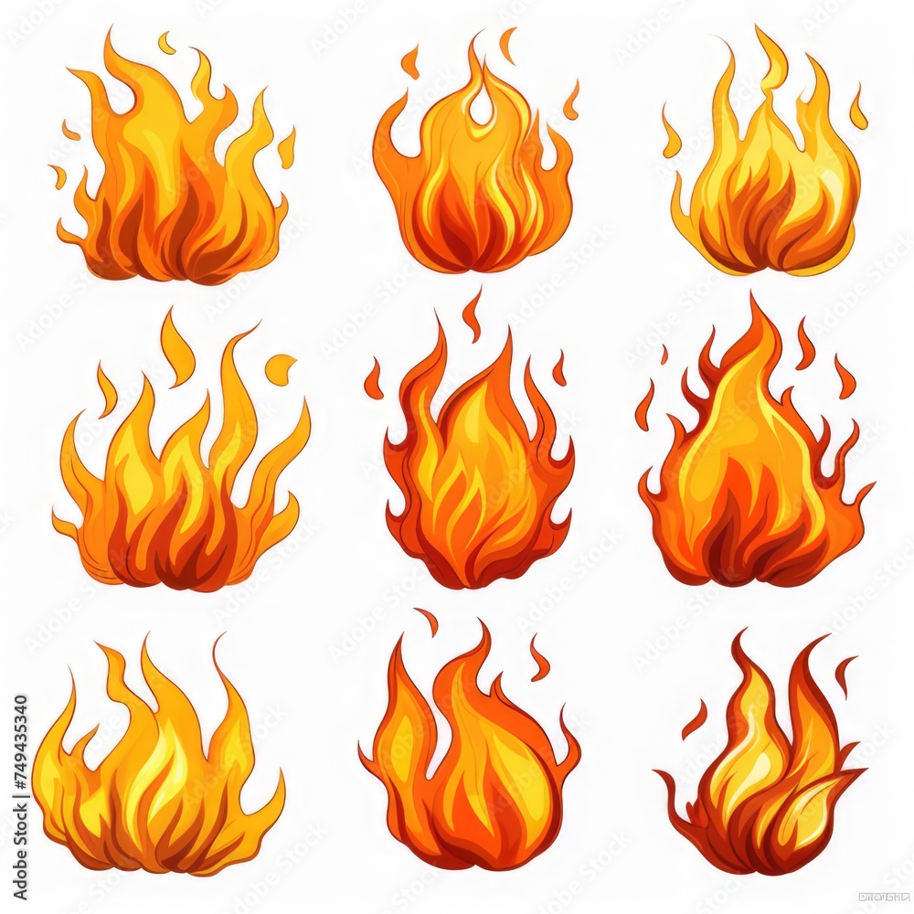 cartoon fire flame.fires image hot flaming, white background, flames set cartoon fire flame.fires image hot flaming, white background, flames set