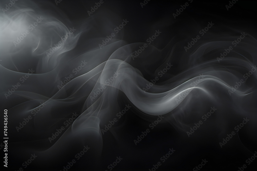White  bomb smoke on black isolated  background, generated by AI. 3D illustration