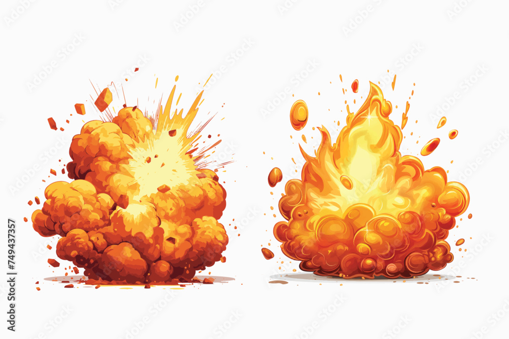 Obraz premium Fire explosion on white isolated background