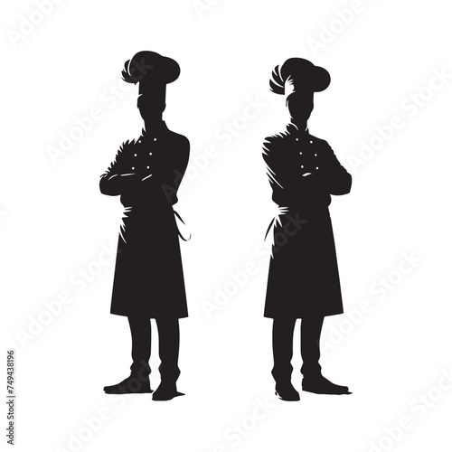 Cook Silhouette Showcase - Unveiling the Culinary Craftsmanship through Chef Illustration - Chef Vector - Chef Silhouette
