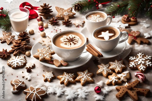 christmas cookies and coffee generated by AI technology