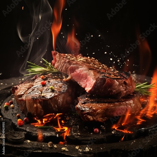 Grilled pork or beef steaks with chili.