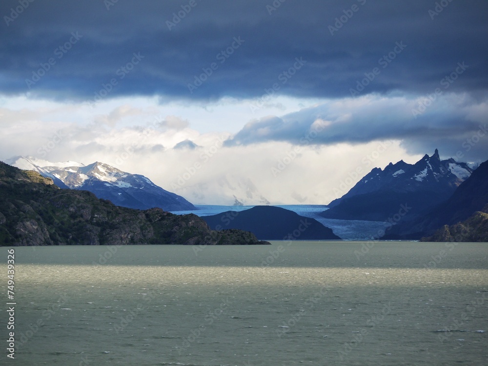 Lake Logo Grey in national park Torres del Paine in Chilean Patagonia