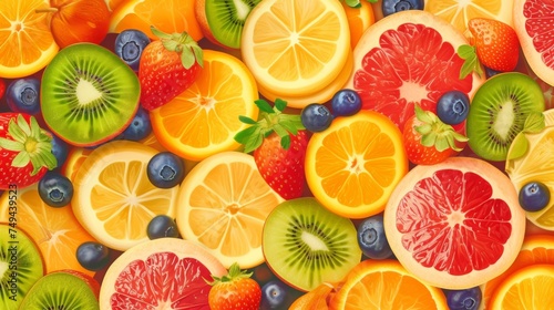 Citrus fruit. Collage of orange  lemon  lime  grapefruit slices isolated on white.