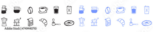 cute coffee icon sketch doodle messy pencil hand drawing symbol, latte espresso americano breakfast symbol