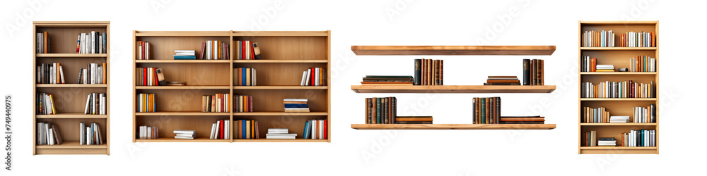 Bookshelf isolated on transparent background. Bookshelf isolated on transparent background.