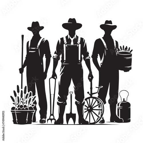 Eerie Farmer Silhouette Ensemble - Crafting a Homage to Agriculture with Farmer Vector and Farmer Illustration
