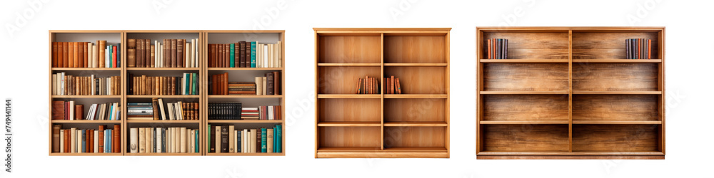 Bookshelf isolated on transparent background. Bookshelf isolated on transparent background.