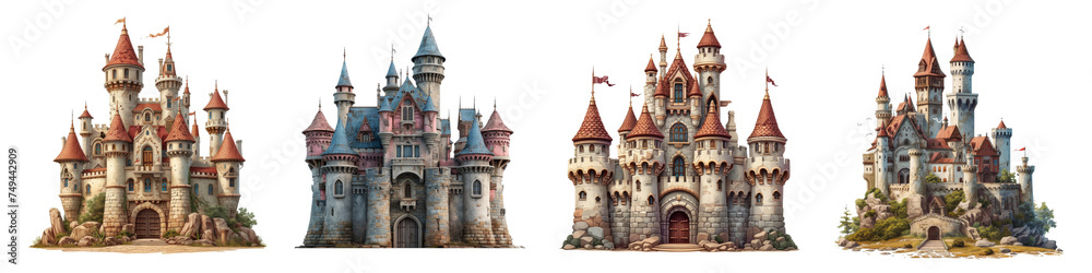 Old Castle isolated on transparent background.