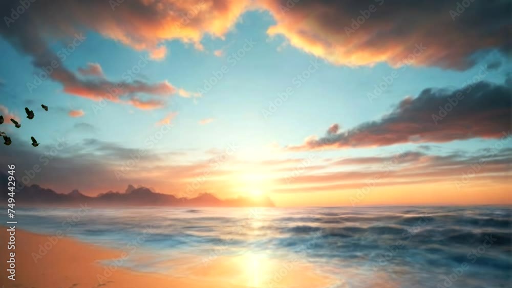 sunset over the ocean, seemles looping Animation video sunset over the ocean, seemles looping Animation video