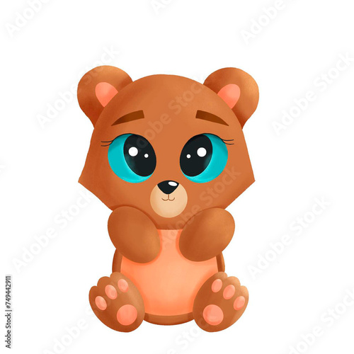 Cute isolated bear on white background